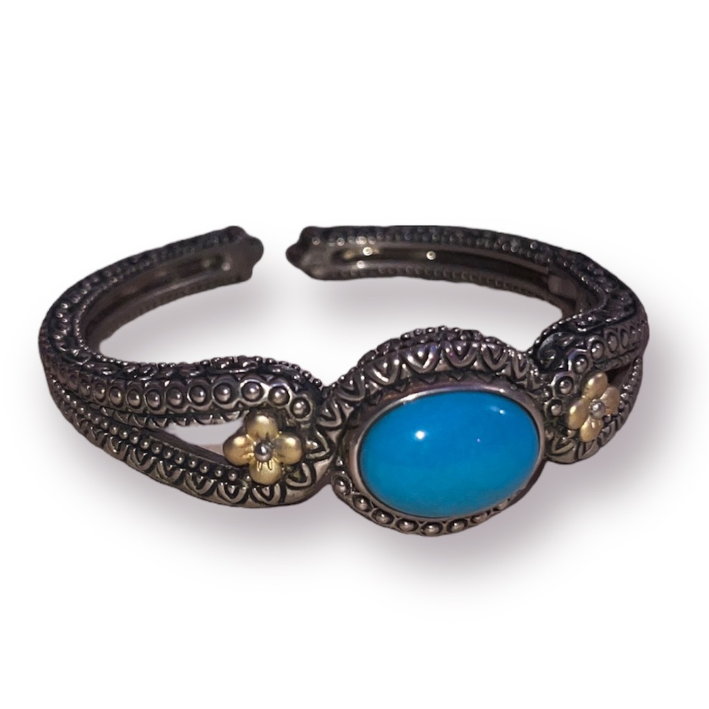 Barbara Bixby Sterling/18K Gold Turquoise Gemstone Cuff Bracelet